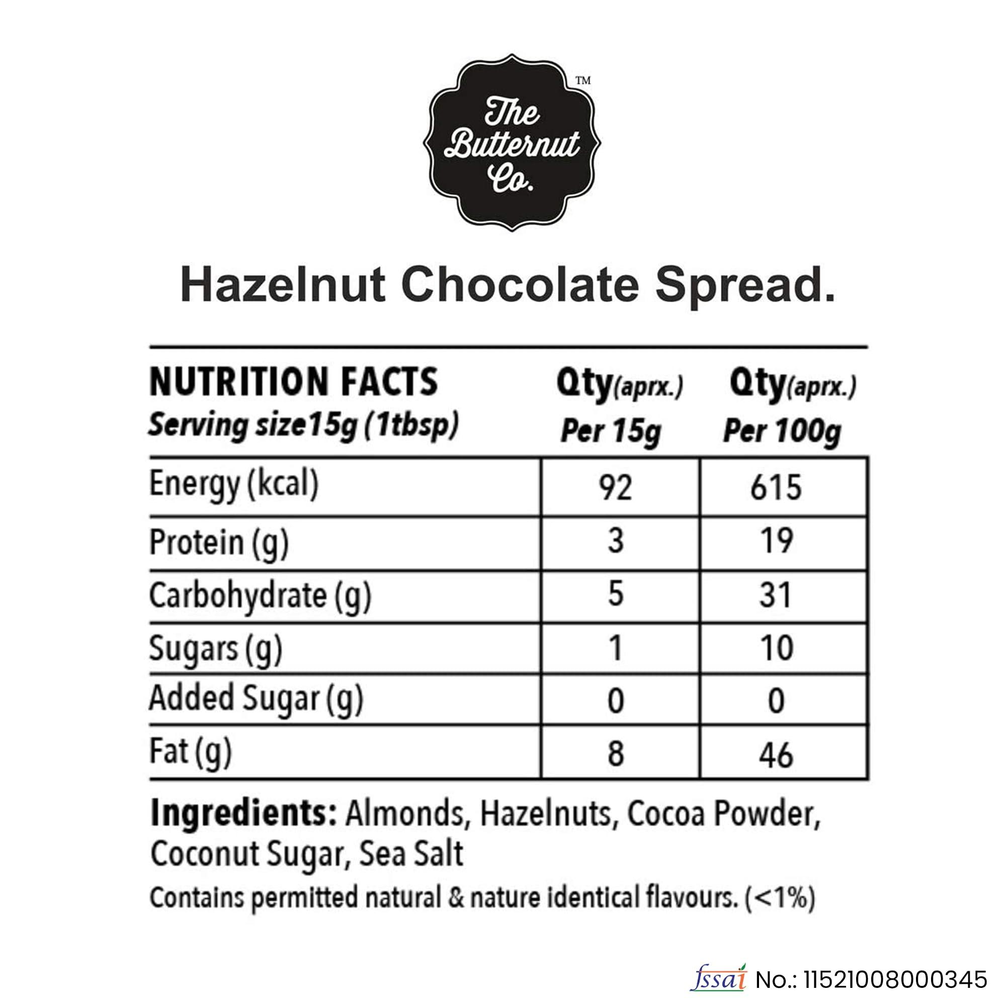 The Butternut Co. The Butternut Co. Chocolate Hazelnut Spread, 200 gm (No Refined Sugar, Vegan, No Preservatives)