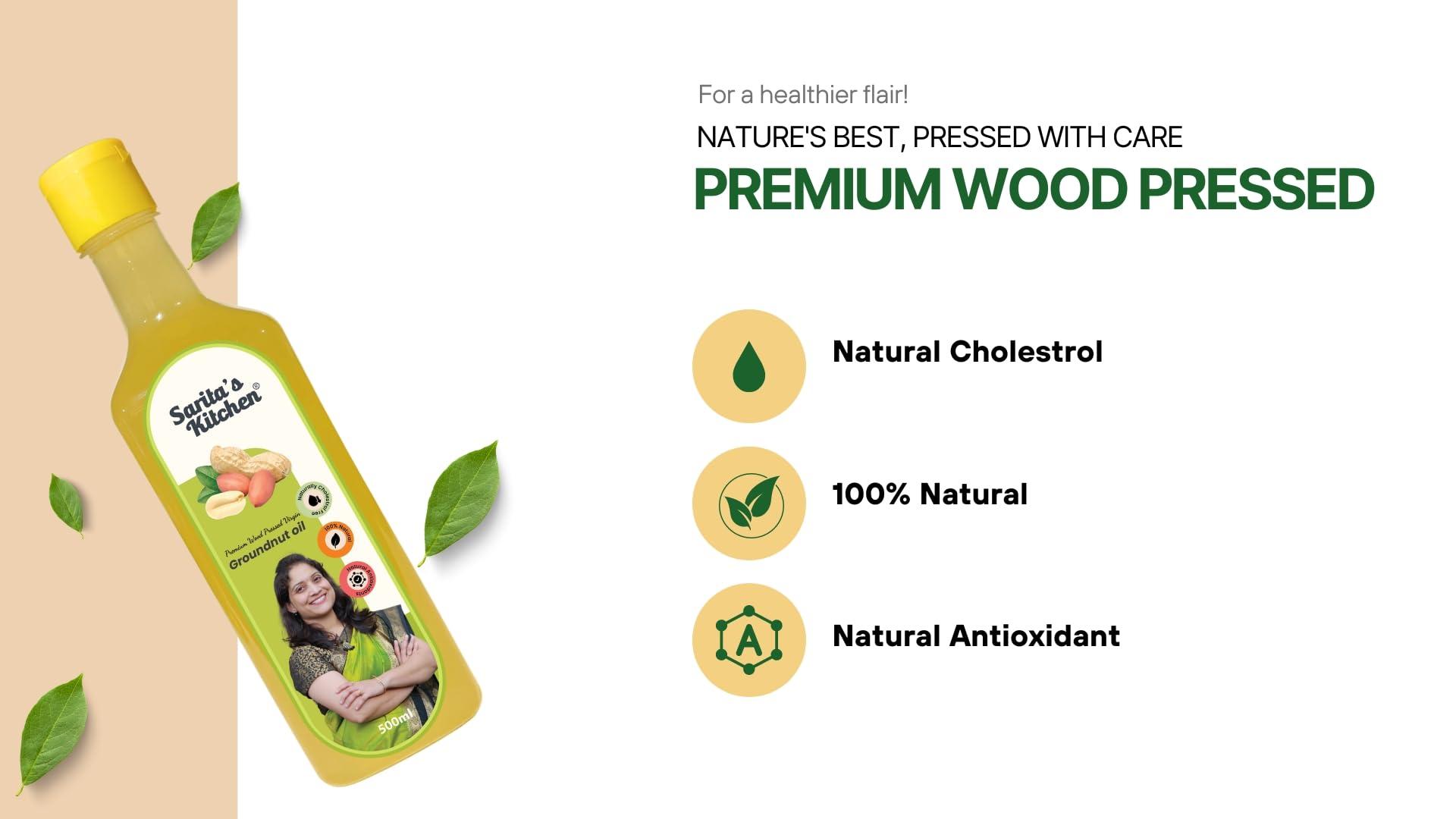 Saritas Kitchen Saritas Kitchen cold pressed Groundnut Oil/Lakdi Ghana Shengdana Tel Pack Of 2 Each Pack 500 Ml