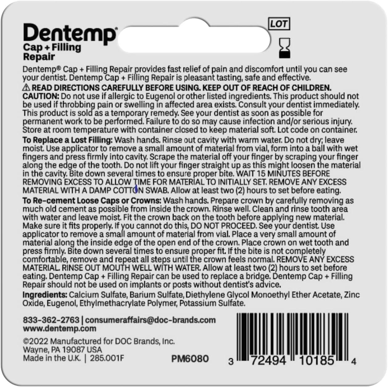 Dentemp Dentemp O.S. One Step Filling Dental Repair Material Maximum Hold, 1 each by Dentemp O.S.