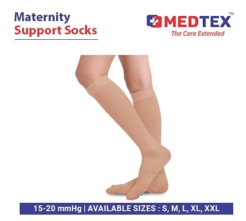 Medtex Medtex Maternity Compression Socks for expecting women, pregnant women for varicose veins,DVT,Helps to Reduces swelling and leg pain,Open toe,Beige (Nylon, XL)