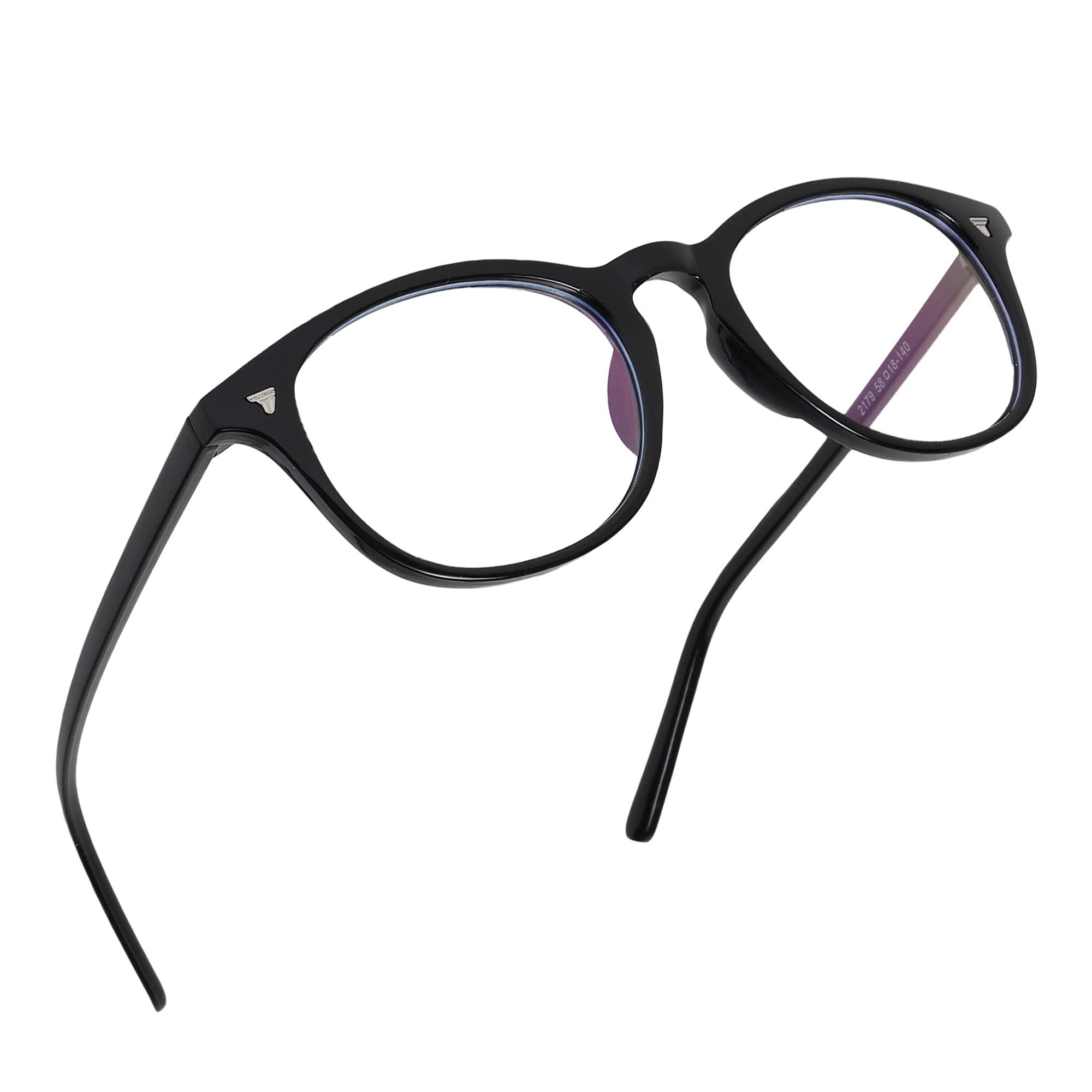 Dervin Dervin Oval Blue Cut Computer Glasses for Eye Protection | Anti Glare, Blue Light Filter Glasses & Zero Power | UV Protection Specs for Men & Women | Blue Cut Lenses (Black)