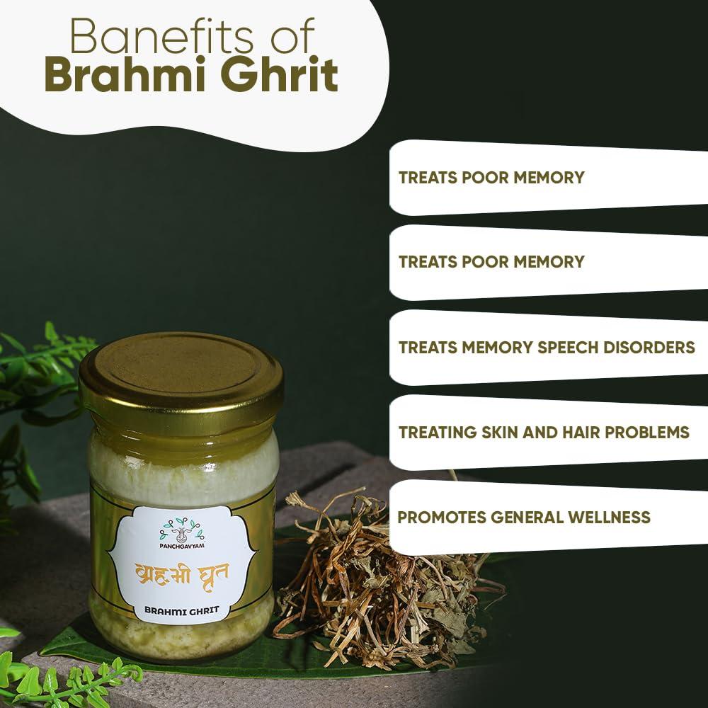 PANCHGAVYAM Brahmi Ghrit/Ghee | Ayurvedic Health Supplement Ghrit/Ghee | Authentic A2 Ghee for Brahmi Ghrit/Ghrit | Panchkarma Suvarna Brahmi Ghee | Stress Relief | Good for speech delay & Skin Diseases