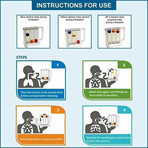 Doctist Doctist 3 Ball Lung Exerciser Respiratory Spirometer for Breathing Exercise Respirometer Washable Hygienic & Detachable Breath Measurement System Respiratory Exerciser (Pack 1) M White