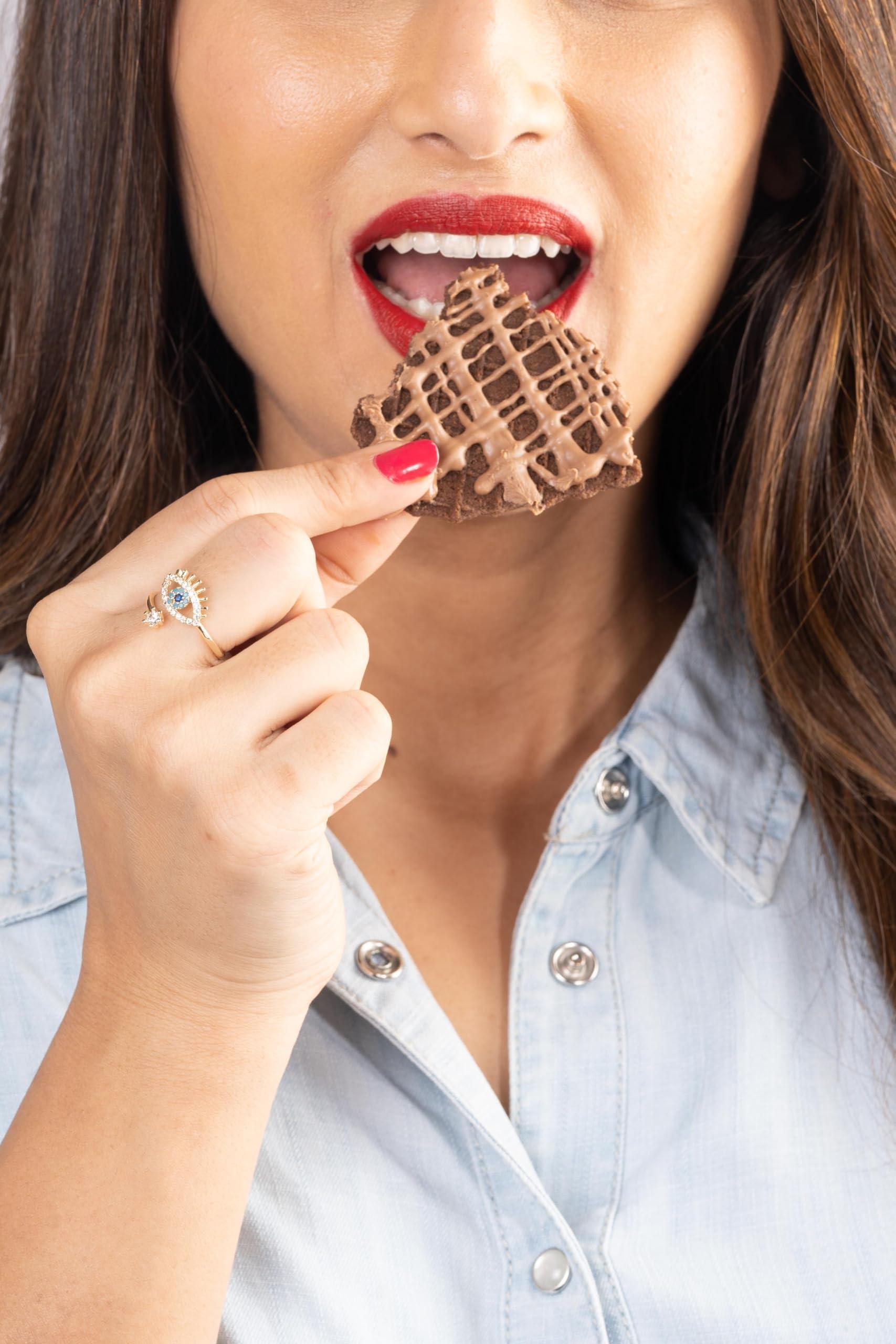 The Belgian Waffle Co The Belgian Waffle Co - Double Choco Waffle Crisps, Thin, Crunchy, Eggless, Baked Not Fried, Healthy Snacks for Breakfast - 85gm Each (Pack of 2), Chocolate