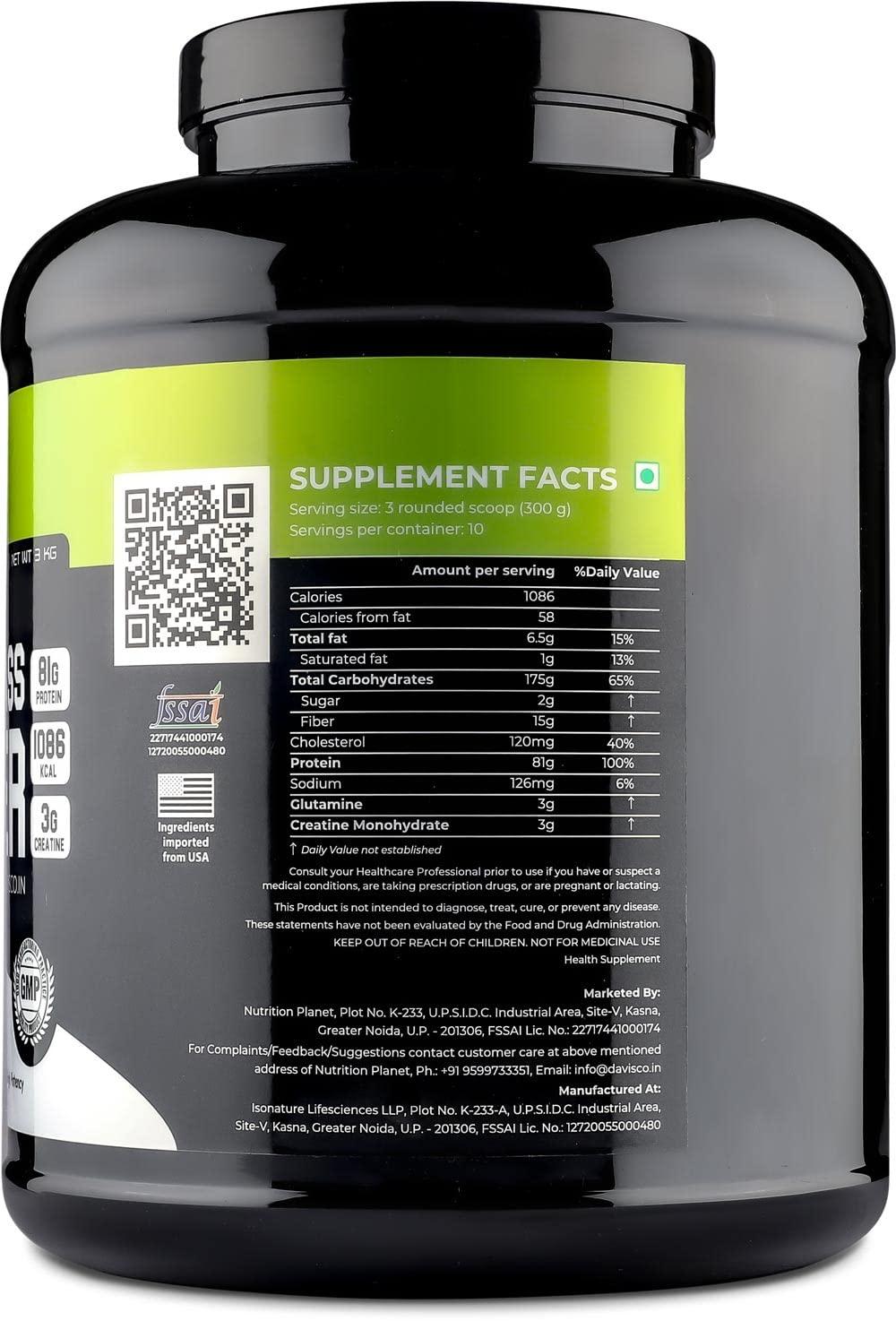 Nutrition Planet Nutrition Planet Xtreme Mass Gainer (With real Cashew, Pistachio & Saffron) for Post Workout Recovery (Kesar Kaju Pista - 3Kg, 10 Servings)