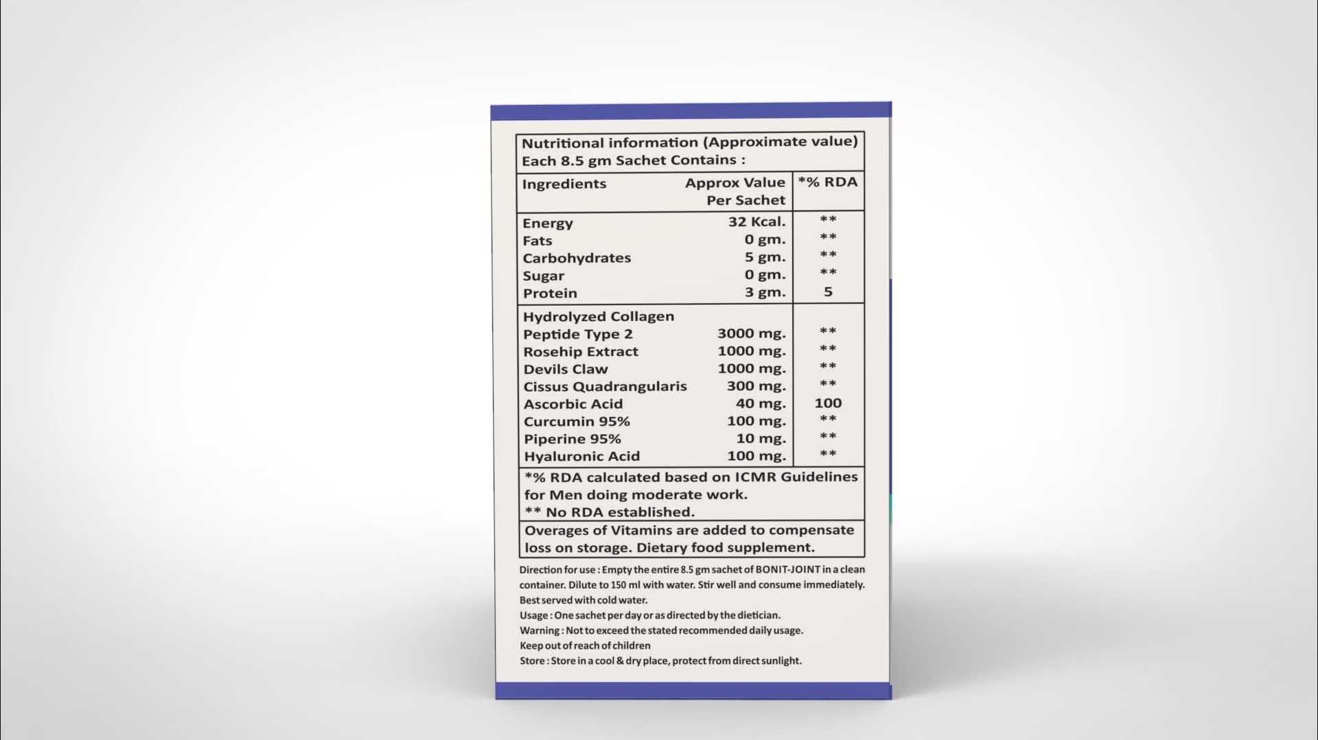 S G WELNESS S G Welness Bonit-Joint | Joint Support Supplement for Flexibility and Mobility | Joint Pain Relief Supplement with Jal Jeera Flavor | Suitable for Men & Women - Pack of 15 Sachet