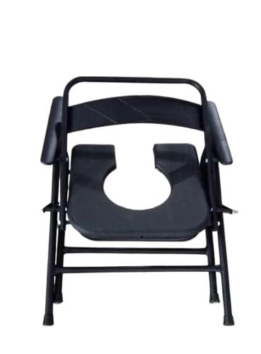 NavaFresh Basics ANM Folding Commode Chair, Raised Toilet Seat Riser, Safety Rails Portable Commode For adults & elderly, (BLACK COLOUR)