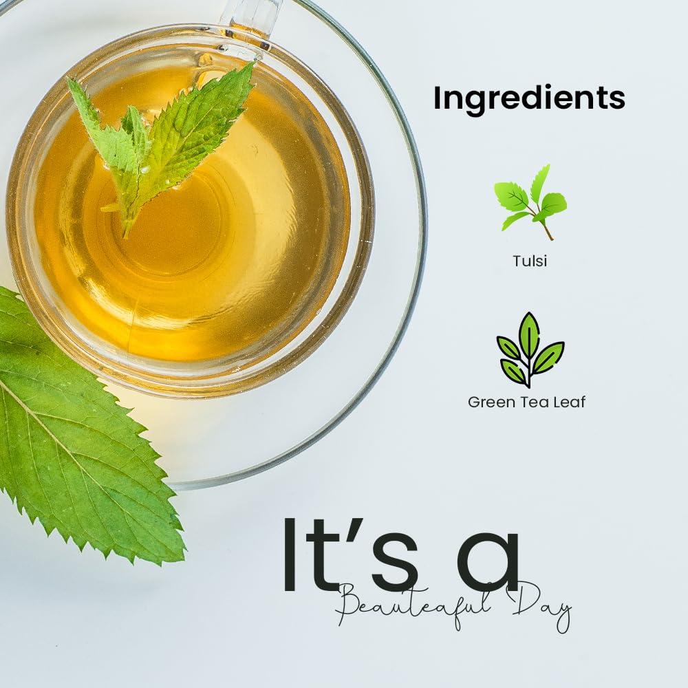 FRESHLEAF FRESHLEAF Tulsi Green Tea Rich With Anti-Oxidants, 100% Whole Long Leaf, 20 Pyramid Tea Bags (60 Tea Bags) (40 Tea Bags)