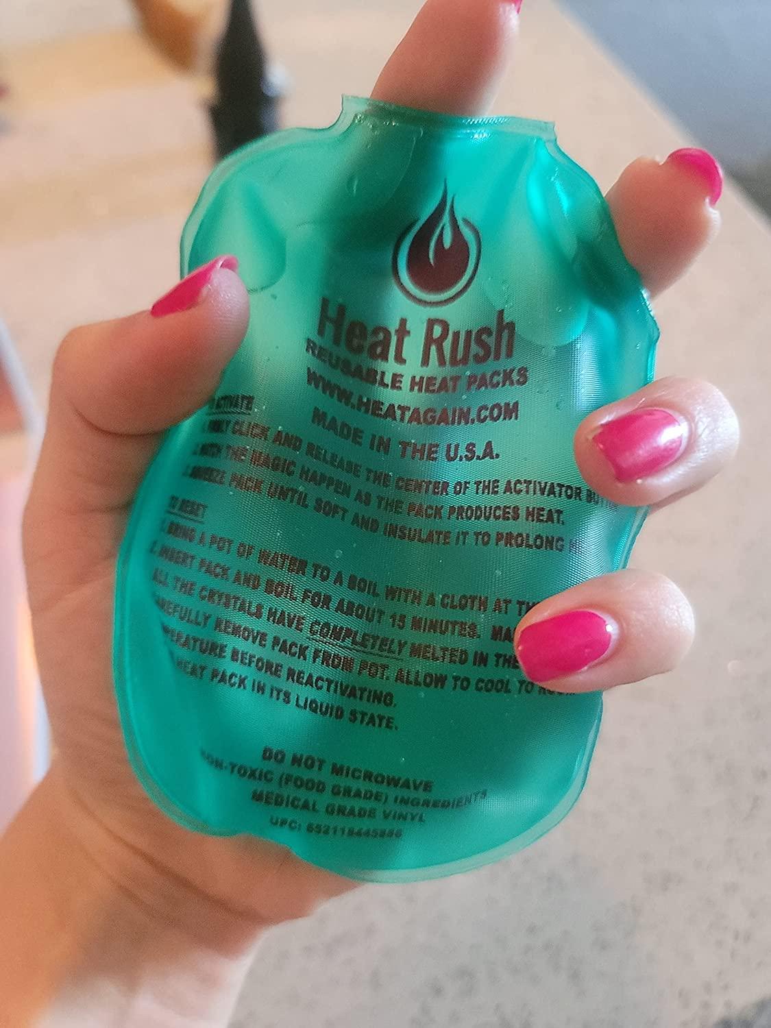 Heat Rush HEAT RUSH - Instant Reusable and Portable Heat Pack 2 Pack Small (3x5) Reusable Heat Pack Hand Warmer Perfect for Cold Days Pocket Warmer. One Hour of Click Heat. Made in USA