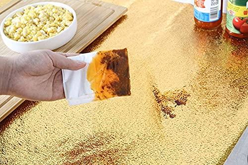 DHYANI DHYANI Golden Kitchen Wallpaper Roll Oil Proof Waterproof Paper Aluminum Foil Back splash Sticker Anti-Mold and Heat Resistant for Walls Cabinets Drawers and Shelves [5 meter]