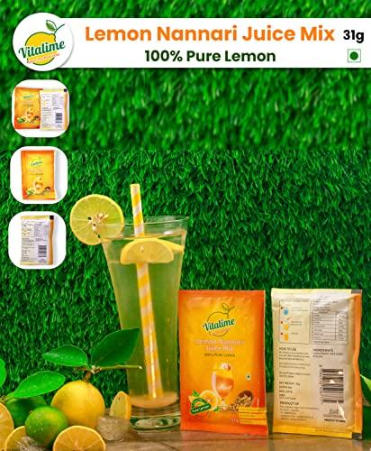Vitalime Vitalime Lemon Nannari Juice Mix|100% Natural |Pure and Natural coolant -31gram (Pack of 10)