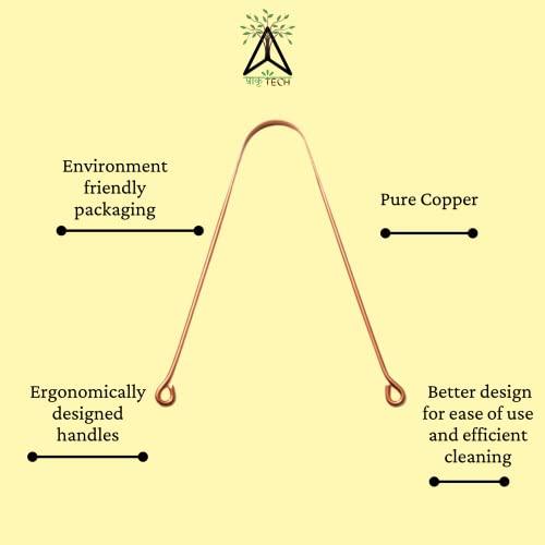 Prakrtech PRAKRTECH Copper Tongue Scraper for toungue cleaning,Antimicrobial, Comfortable handle, Oral hygiene gift (4)