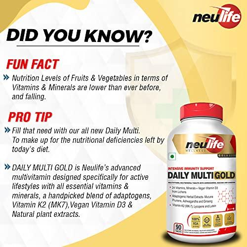 VITROVEA Neulife DAILY-MULTI GOLD Advanced Multivitamin w/MK-7, Adaptogens, Antioxidants & Natural Extracts - 90 Tabs (Pack of 2)