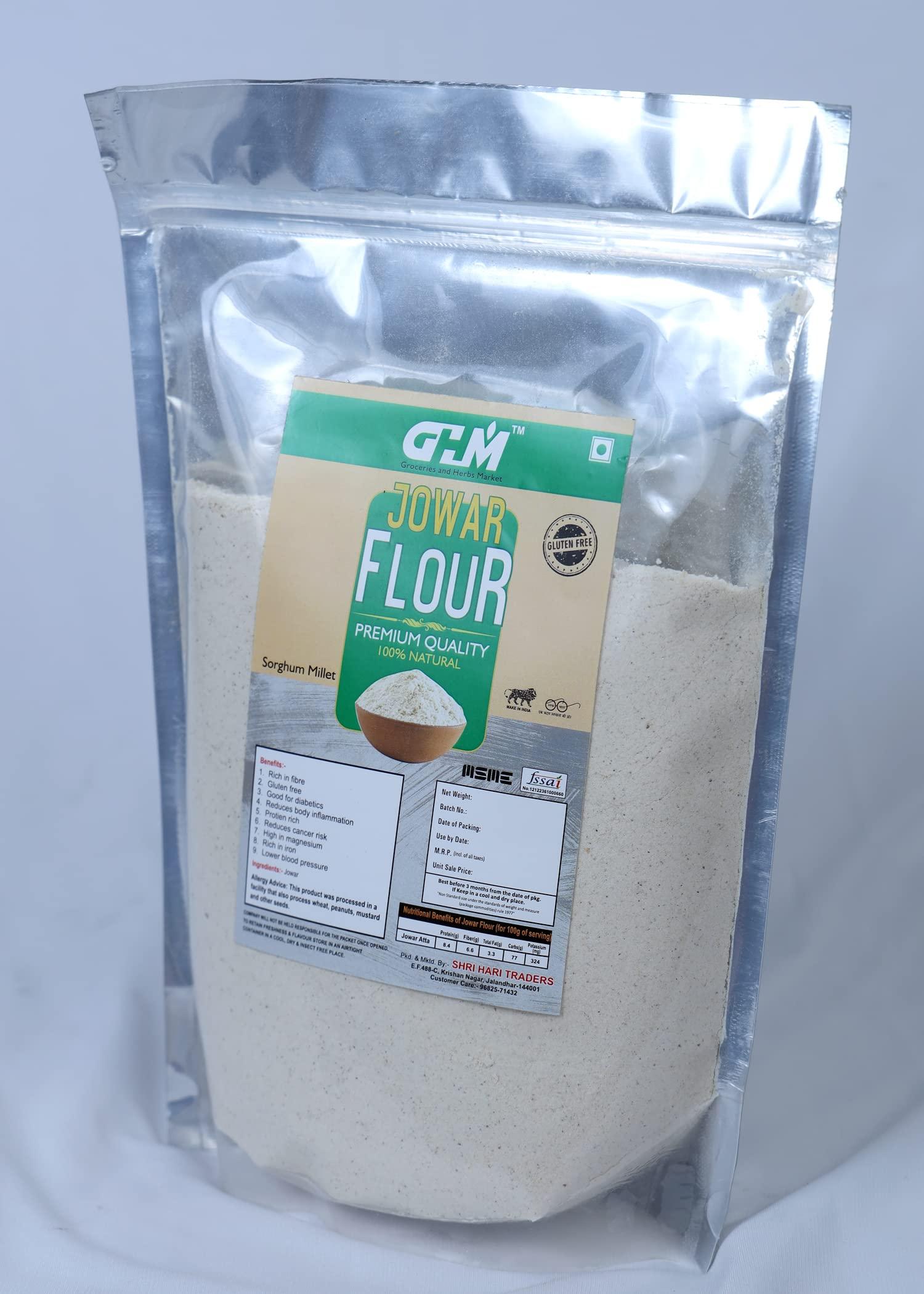 GHM GHM JOWAR FLOUR | SORGHUM MILLET FLOUR | CHARI ATTA | 100% NATURAL | GLUTEN FREE | JONNA ATTA | CHOLAM (1.4)