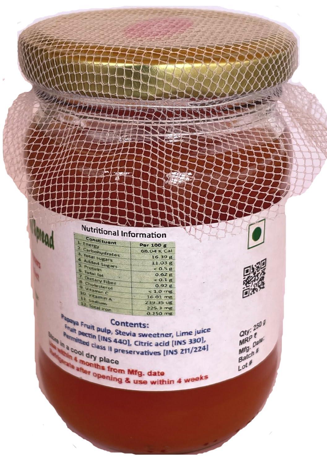 Generic THOMAS BIOTECH PapZ Zero-Sugar Papaya DiabeticF Stevia Jam Spread/ Stevia-Sweetened Diabetic-Friendly Papaya-Fruit Rich Formula/ 250g Bottle/ Very Low Calorific Value/ No Added Sugar/ Soft Gel for Easy Spread