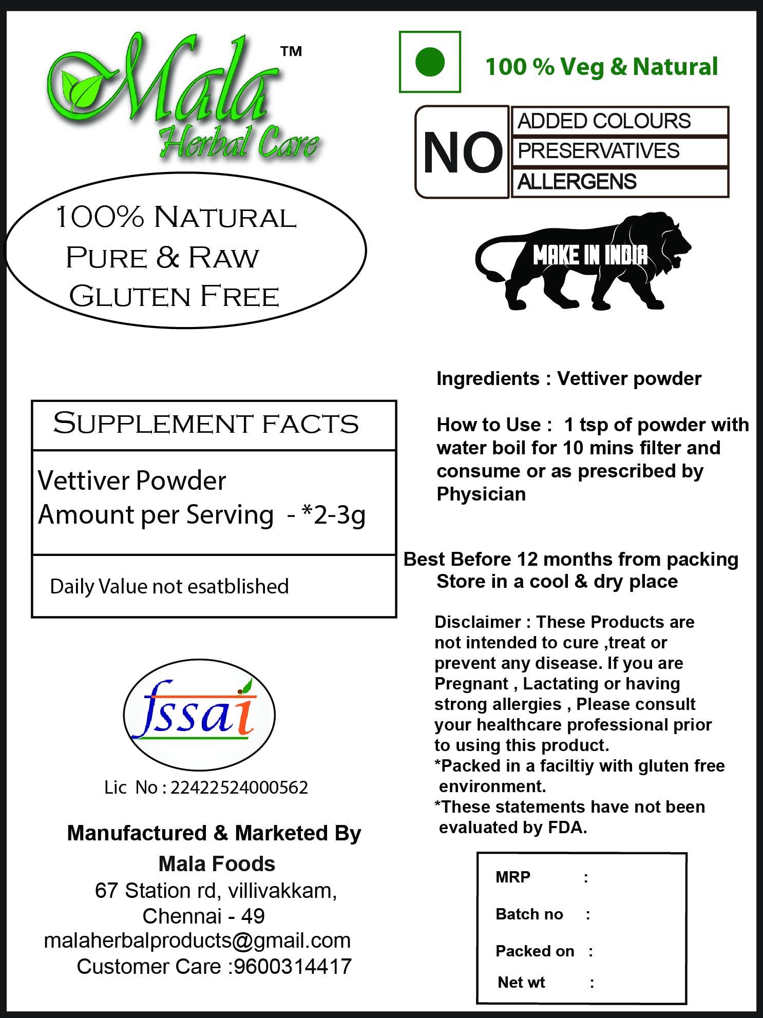 Generic MALA Vetiver Root Powder -200 GMS / Khus Khus powder / Vetiveria Zizanioides powder -200 gms