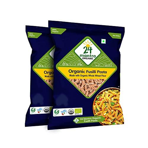 24 Mantra Organic 24 Mantra Organic Wholewheat Fusili Pasta, 0% Maida, 100% Wholewheat Pack of 2, 2 x 500 g