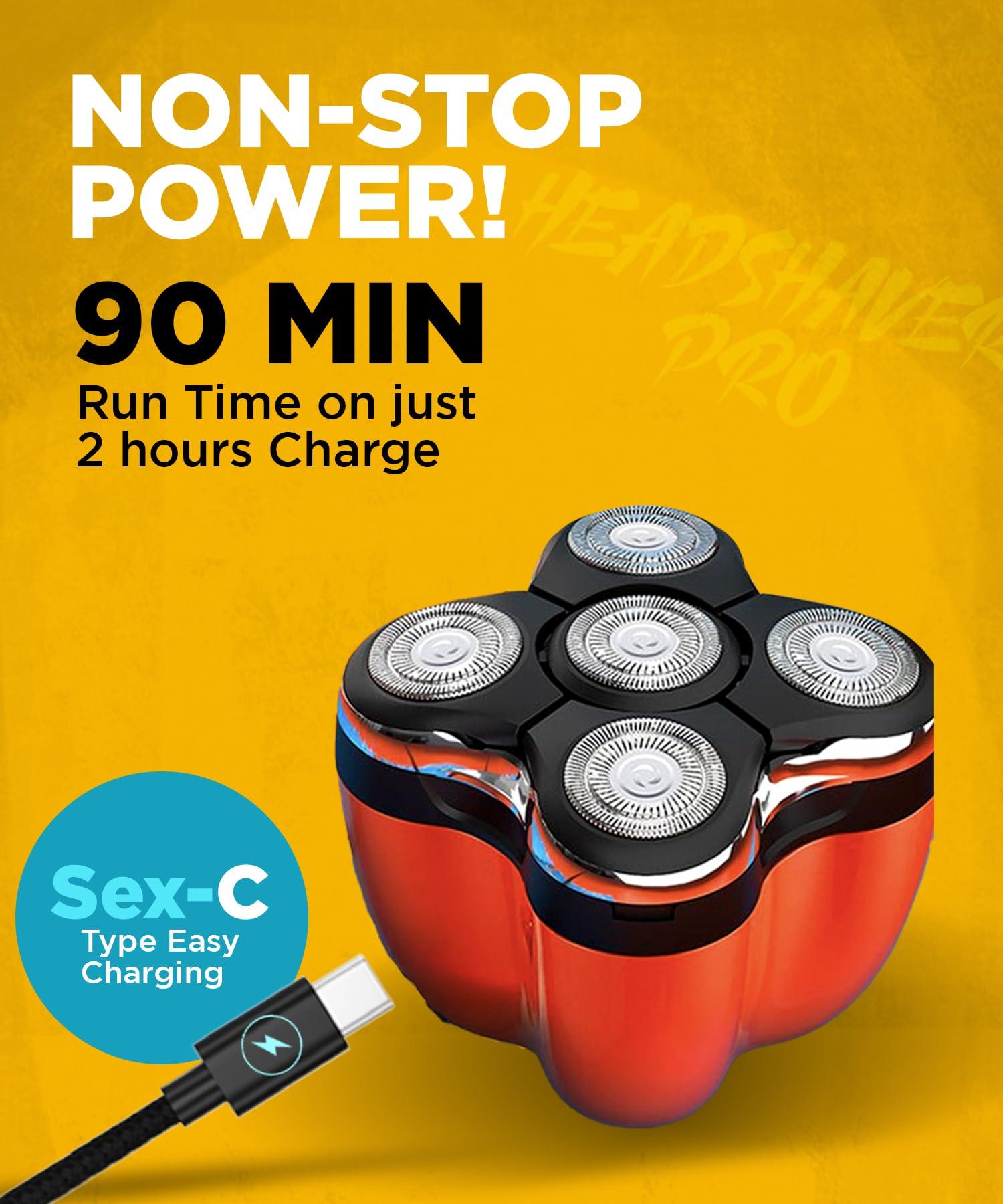 Bombay Shaving Company Bombay Shaving Company Head Shaver Pro | 120 Min Charge time, 90 Min Run time, Charging Indicator | IPX6 Waterproof, 2 Years Warranty | Head Shaver for Bald Men | Hair Trimmer for Men