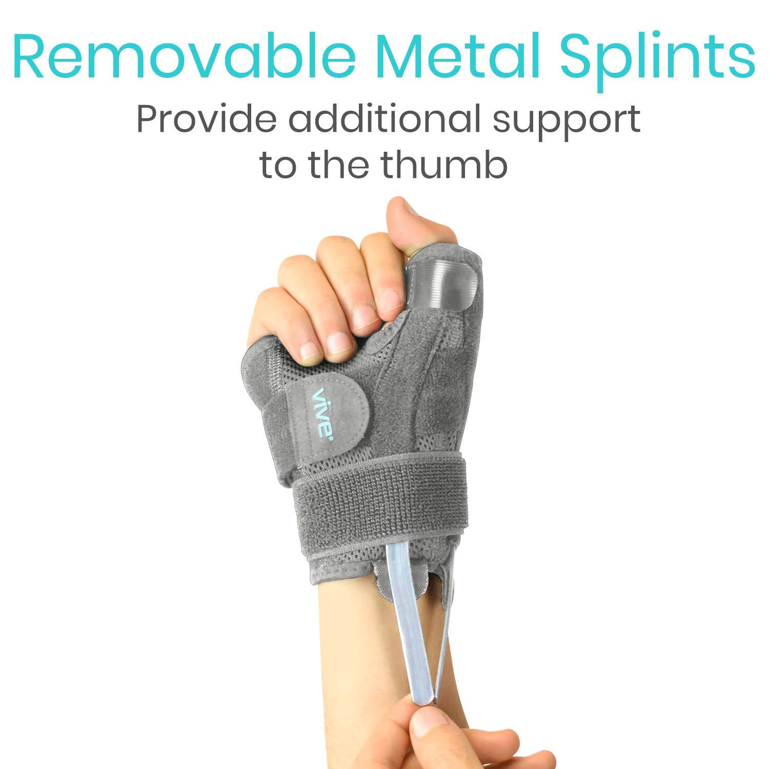 VIVE Vive Arthritis Thumb Splint - Spica Support Brace for Right and Left Hand - CMC Osteoarthritis Restriction for Pain, Sprains, Strains, Carpal Tunnel & Trigger Finger - Immobilizer Wrist Strap