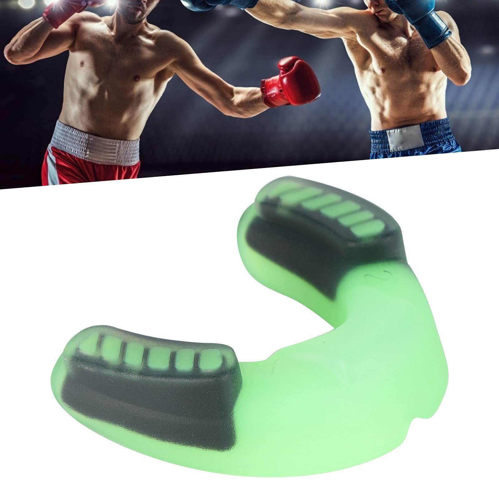 CUYT Flavored Mouth Guard, Protect Cheeks Mouth Guard for Lacrosse for Boxing for Basketball for Hockey(Green black)