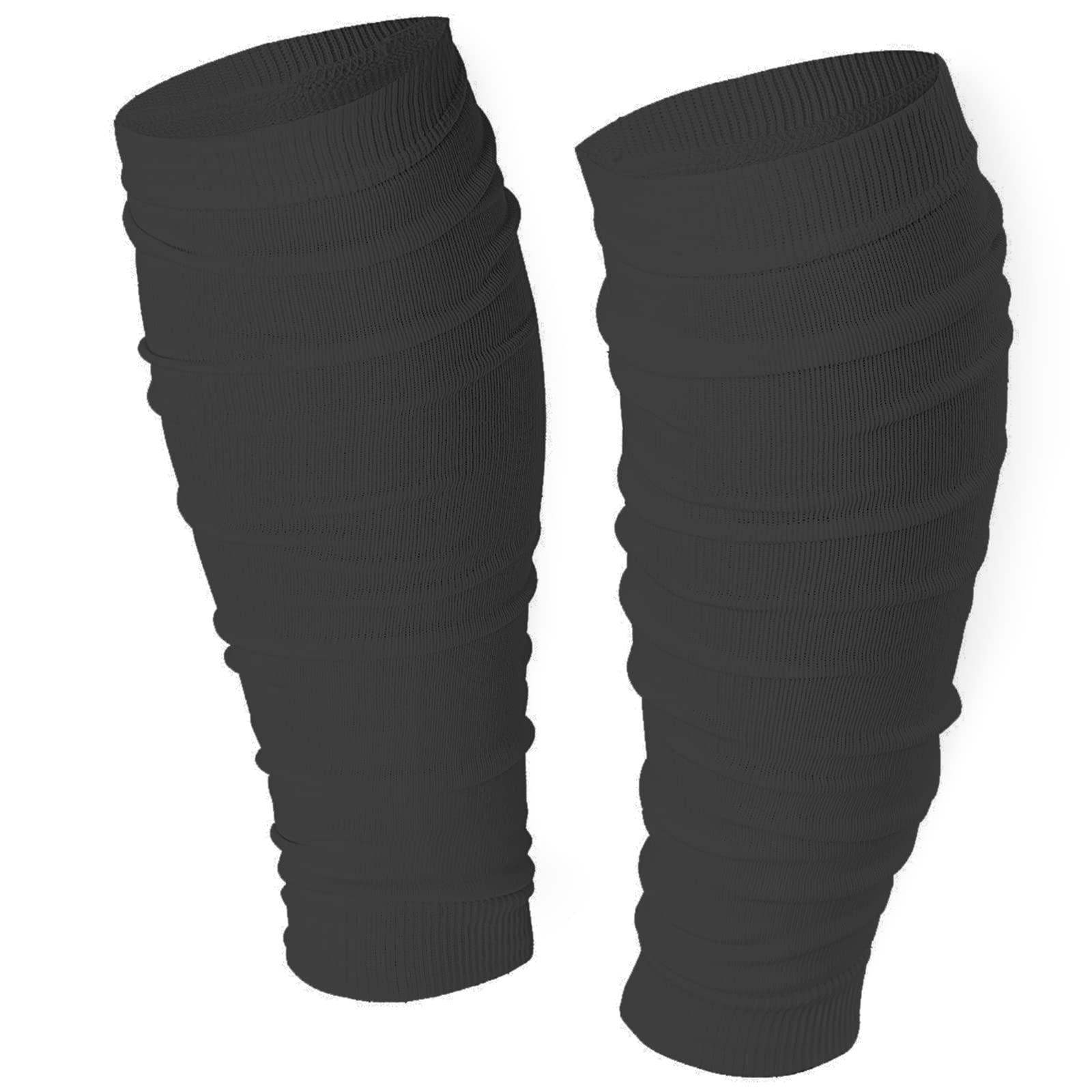 Hersent Calf Compression Leg Sleeves Men, Football Leg Sleeves, Footless Compression Socks for Men Women , Calf Support Sleeves for Youth Boys Football, Football Socks for Adult Athletes Running Sports (Black, Kids)