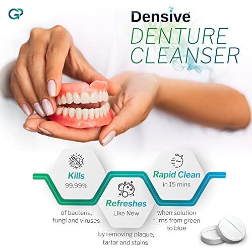 Densive Densive Denture Cleanser Tablets | Antimicrobial Denture Cleaner for Partial & Full Dentures | Color-Changing Technology for Effective Cleaning | Pack of 3 | 30 x 3 (90 Denture Tablets)