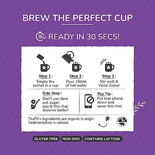 TeaFit TeaFit Premium Zero Sugar Instant Assorted Tea Pack of 24 Sachets (336gm) | Ginger-Cardamom-Masala-Saffron-Lemongrass Instant Milk Tea Premix | Diabetic Friendly | Instant Tea Premix | Tea Powder