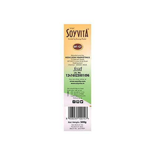 Soyvita SOYVITA - Dietary Fibre Green Tea Extract | Lactose Free | Vegan | ENRICHED Soy Beverage Powder | Serves-20 (500 GMS)