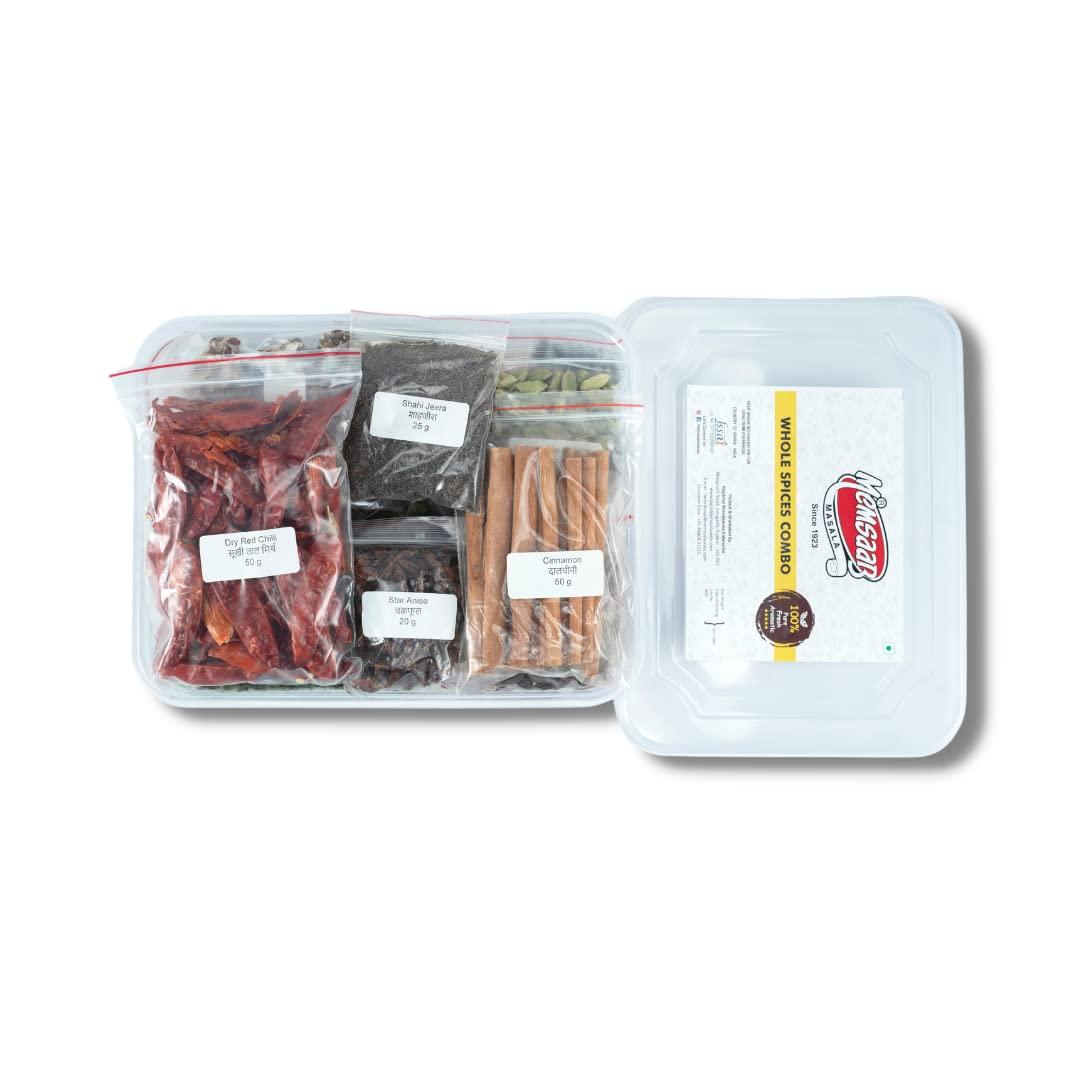 Memsaab Memsaab Set of 23 Genuine Aromatic Whole Spices Garam Masala Combo 1.23 kg Sabut Masala with FREE CONTAINER | Khada Masala | Cardamom, Kasuri Methi, Cinnamon, Jeera, Dry Ginger, Mustard, Kokam & More