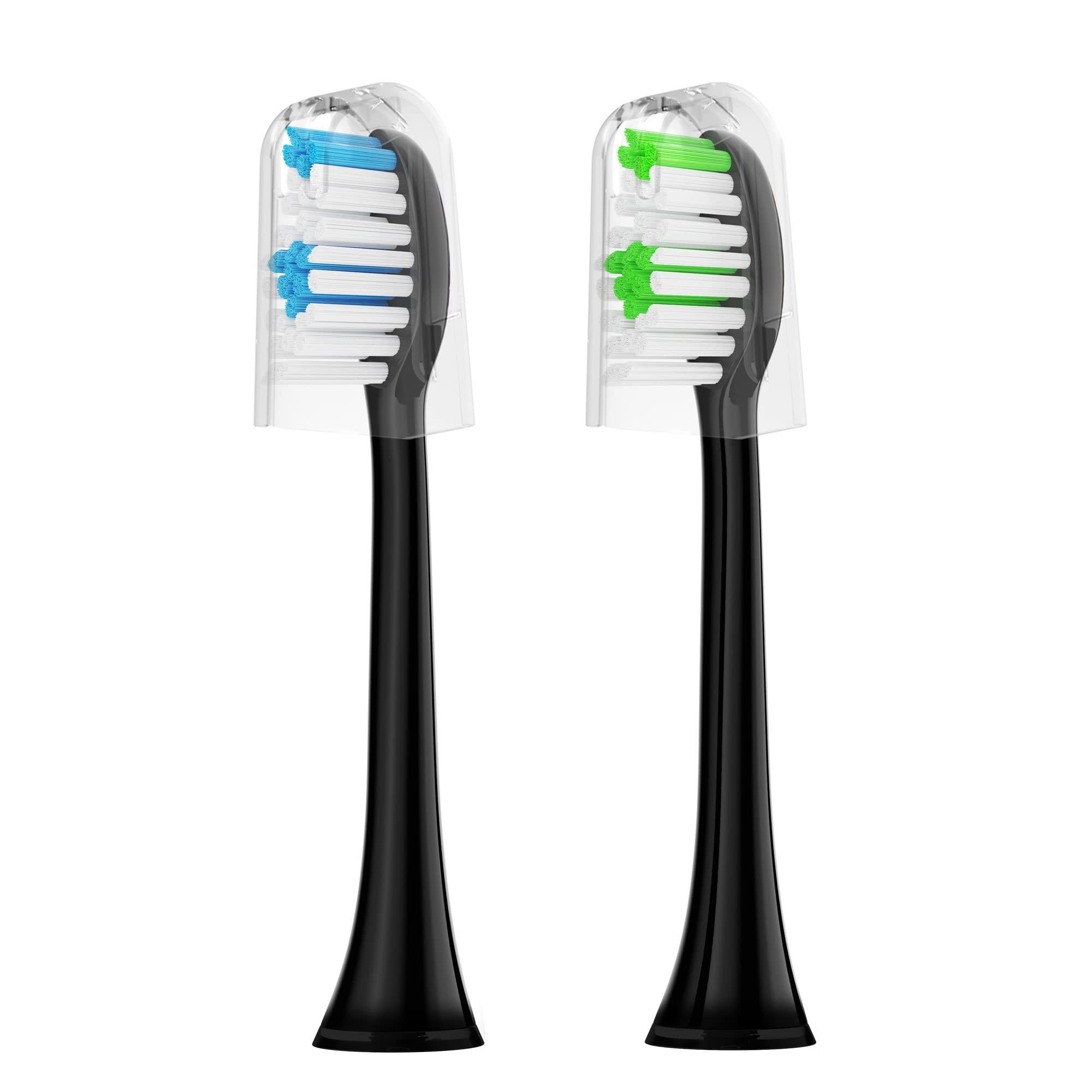 Acteh JetWave Sonic Toothbrush Replacment Brush Heads (2 Black Brush Heads)