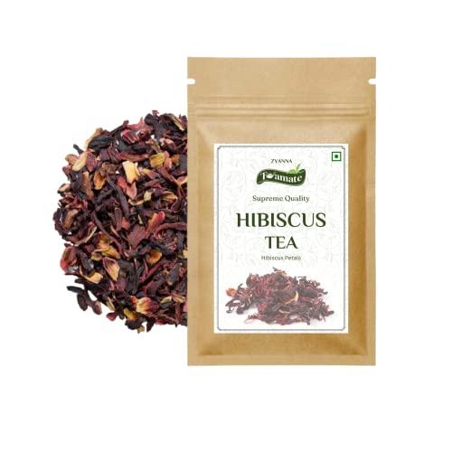 ZYANNA Zyanna Hibiscus Tea - Natural Dried Hibiscus Flower (50Cups) - Pure Floral Herbal Loose Tea, Caffeine Free,And Rich In Antioxidants And Boosts Immunity - (Hibiscus, 100gm)