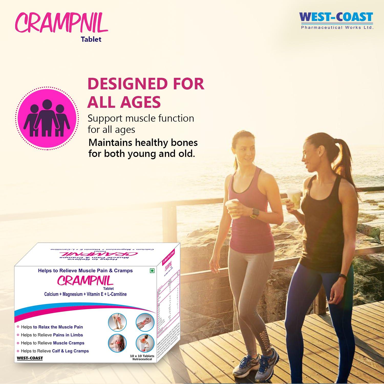WEST-COAST WEST-COAST Crampnil Tablets helps to relieve muscle pain, joint pain & cramps