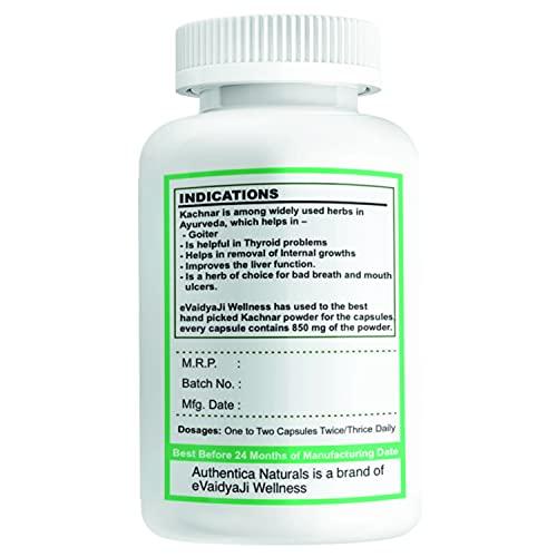 Authentica naturals Authentica naturals Kachnar Capsules | Bauhinia variegata | Reduces Thyroid Issues | Removes Mouth Ulcers & Bad Breath | Improves Liver Functioning | 850 mg (60 Vegetarian Capsules)