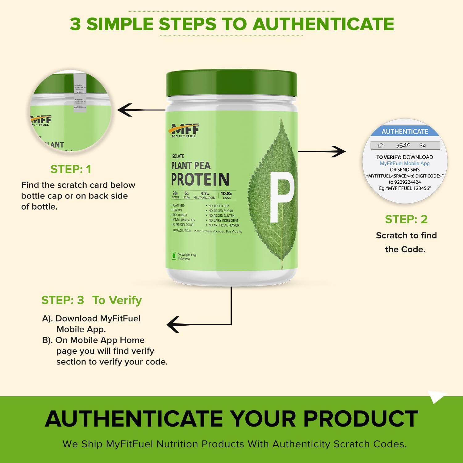 MyFitFuel MyFitFuel Clean Plant Pea Protein Isolate (27.4g Protein, 4.9g BCAA, 10.6g EAA) |Easy to Digest | Vegan Plant Protein Powder [1Kg, 28 Servings, (Coffee Caramel)]