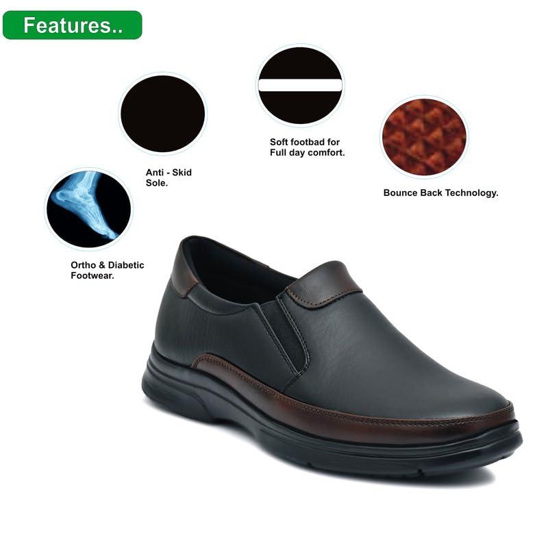 HEALTH FIT HEALTH FIT Orthopedic & Diabetic Shoes Breathable Soft Sole Ultra-Lightweight Shoes for Men\'s 1731 BK 11 UK Black