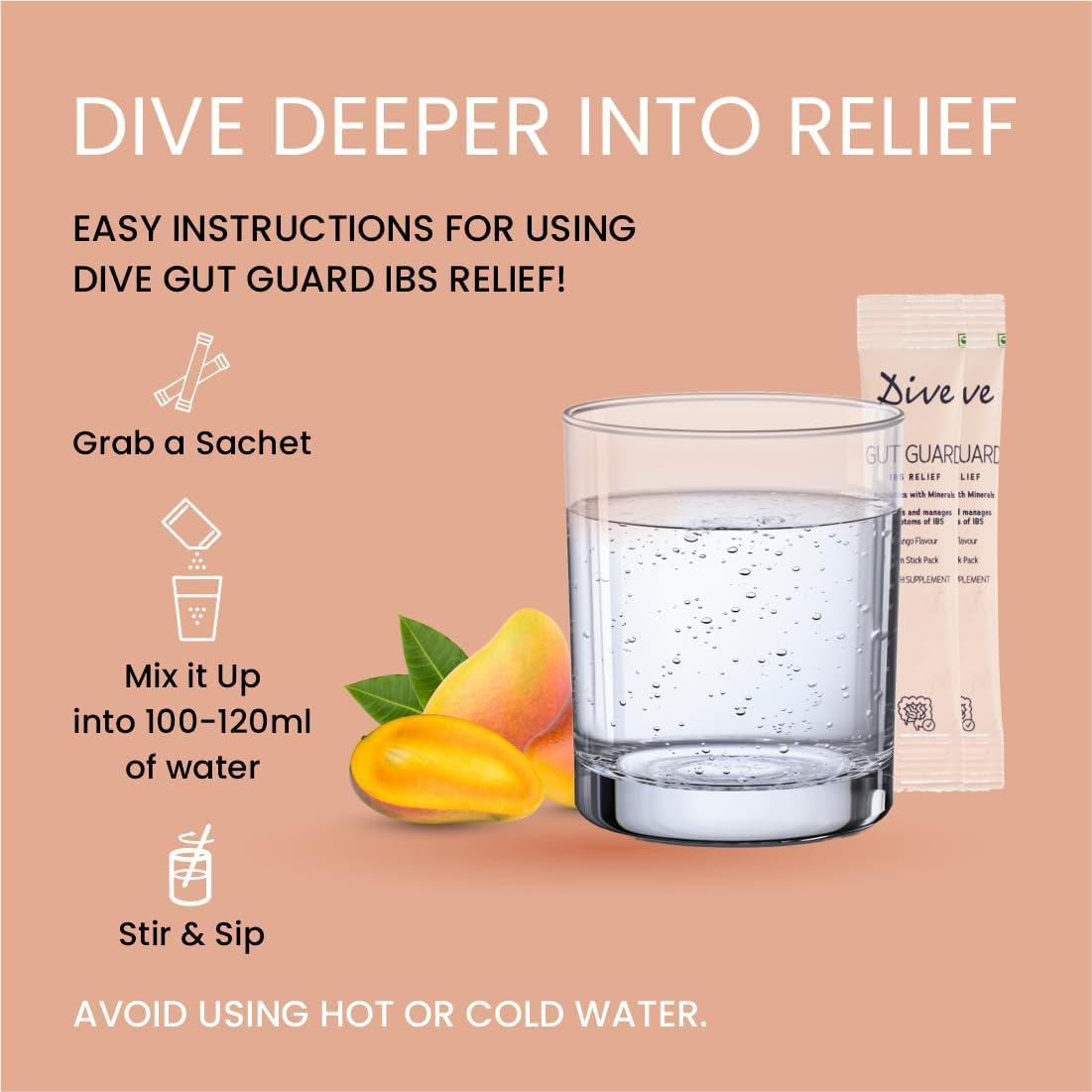 DIVE DIVE Gut Guard IBS Relief Probiotics, Constipation & Irritable Bowel Syndrome, Prevent Loose Stools, Diarrhoea, Upset Stomach, 7 billion CFU Clinically Proven Strains| Sugar Free 30 Days Pack