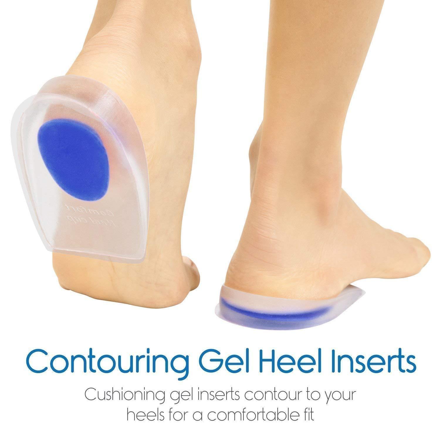 HINGOL HINGOL Gel Heel Cups Plantar Fasciitis Inserts - Silicone Gel Heel Pads for Heel Pain, Bone Spur & Achilles Pain, Gel Heel Cushions and Cups, Pad & Shock Absorbing Support