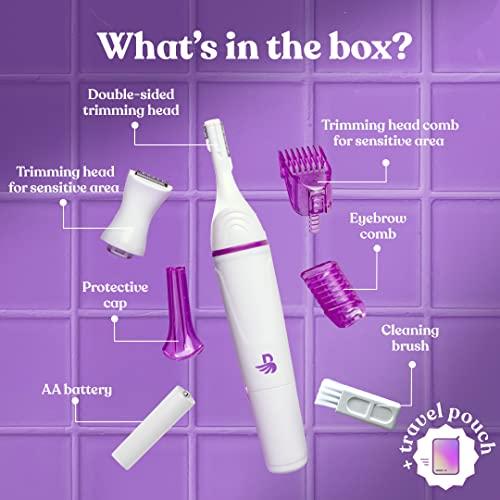 Bombay Shaving Company Bombae 6-in-1 Sensitive Areas Trimmer for Women for Eyebrow, Face, Bikini and Underarms | 90 minute run time | 1 year warranty | Gentle Hair Remover