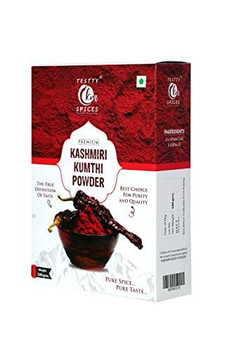 TESTTY km SPICES TESTTY km SPICES KASHMIRI CHILLI POWDER/KUMTHI CHILLI POWDER WITHOUT PRESERVATIVE,NO ADDED COLOR 500 gm