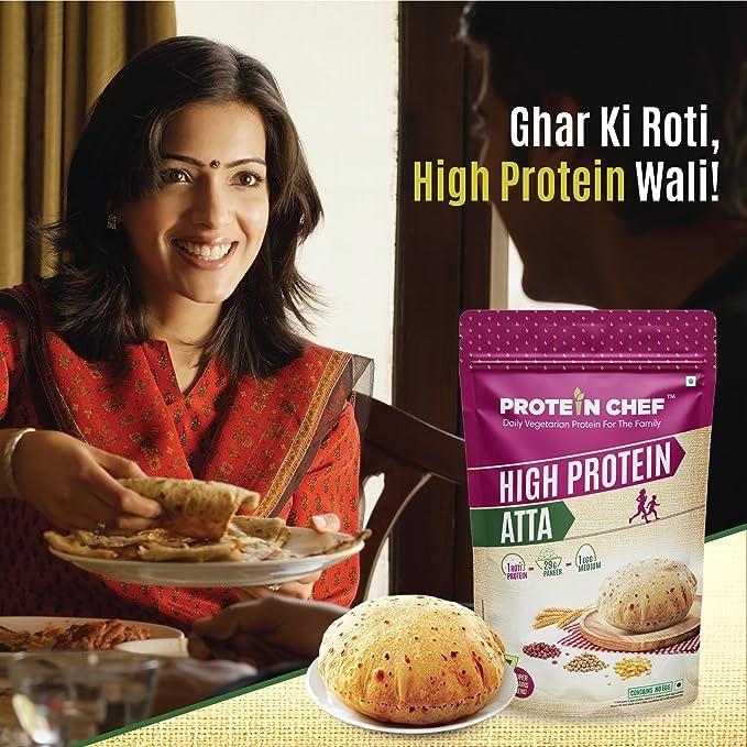 Protein Chef Protein Chef High Protein Atta (2kg) | 7 Supergrain Flour with Double the Protein | Tastes like Regular Chakki Atta Roti | Multigrain Atta | Roti Protein Good for the Family | Vegan Plant Protein Food