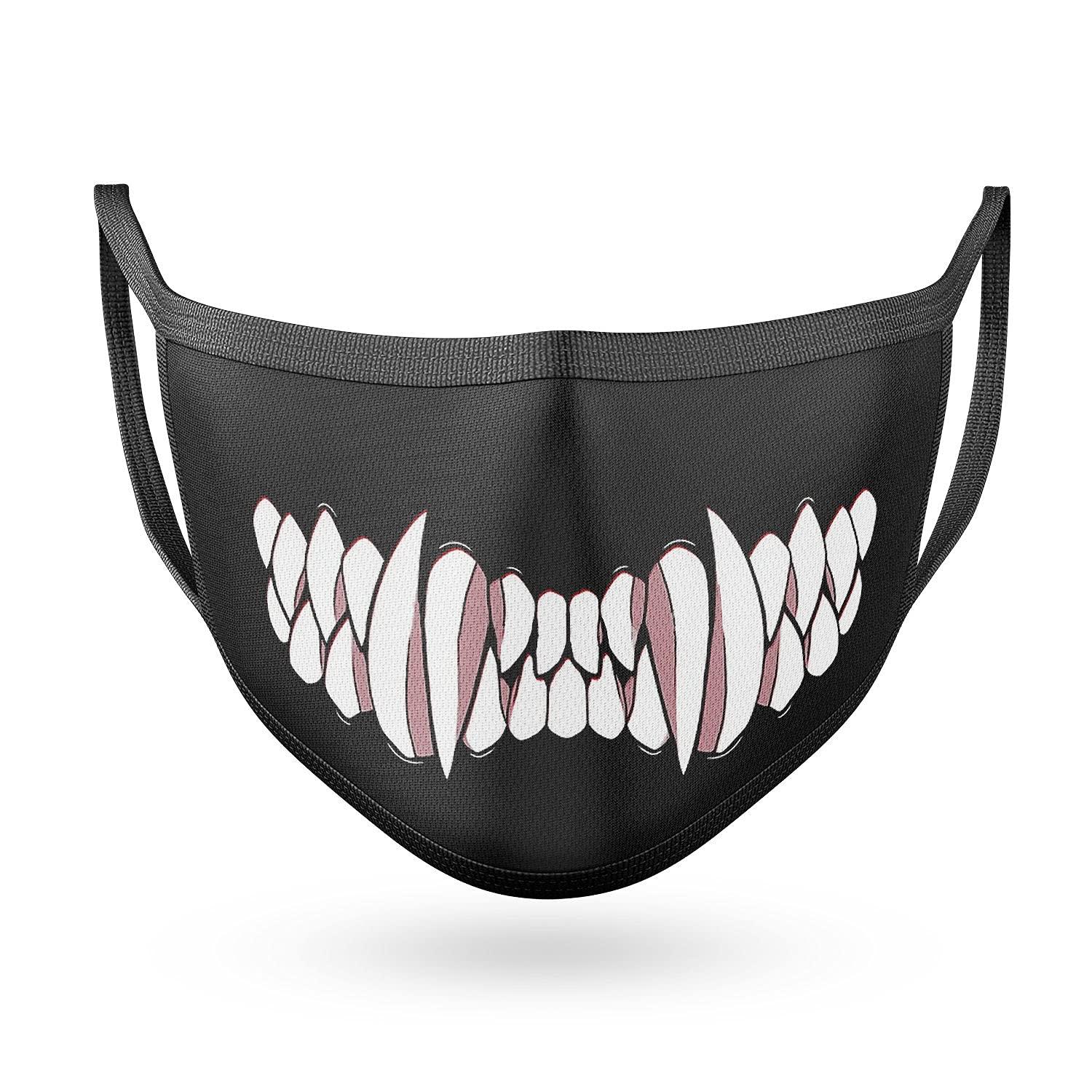 Rarissime Rarissime Polyester Ghoul Face R80 Printed 2 Ply Cloth Face Mask, Unisex, Reuseable, Black
