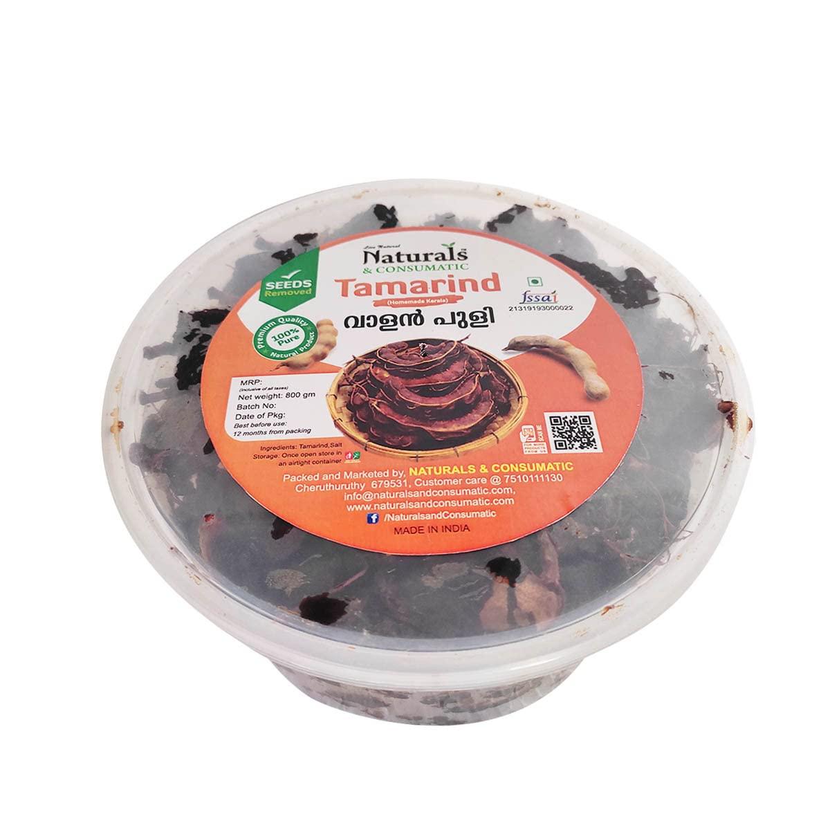 Naturals & Consumatic Naturals & Consumatic Fresh Quality Home Made Tamarind / Valan puli / Guda for Cooking -Seeds Removed (800 Grams)