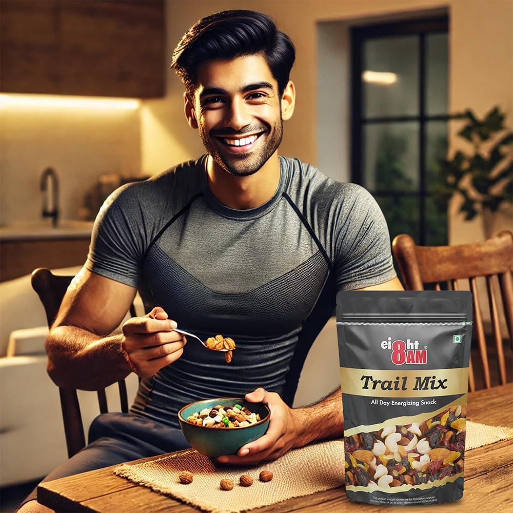 8AM 8AM Trail Mix Dry Fruits & Nuts, 200gm | Made with Nutritious Ingredient Cranberries, Roasted Cashew, Almonds, Raisin, Pumpkin Seeds | Healthy and Tasty Snack, Rich Source of Zinc, Potassium and Iron