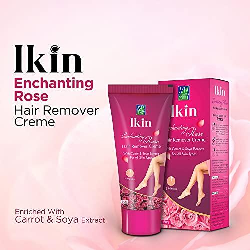 Ikin Ikin Rose Hair Remover Cream - Hair Removal Cream for Women for All Skin types | 2x Longer Lasting Smoothness than Razors (Pack of 4 (60gm X 4))