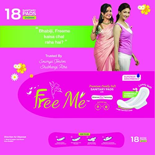 FREE ME SECURE FREE ME SECURE Cottony Soft Sanitary pads for Women 18 Per Pack (Large, Pack of 3)