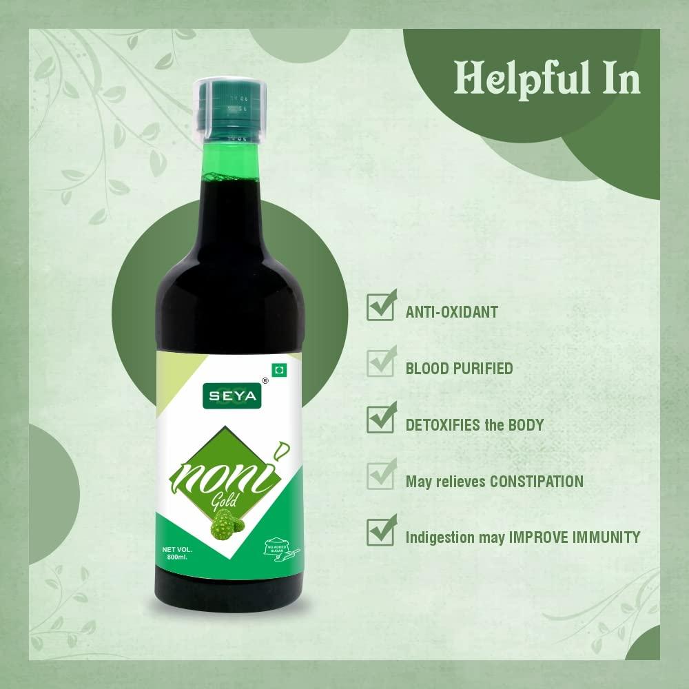 SEYA SEYA Noni Gold Juice, 800ml (Pack of 1) / No Added Sugar/Immunity Booster/Improve Digestion/With Antioxidants for Detox Support/Natural and Herbal Juice