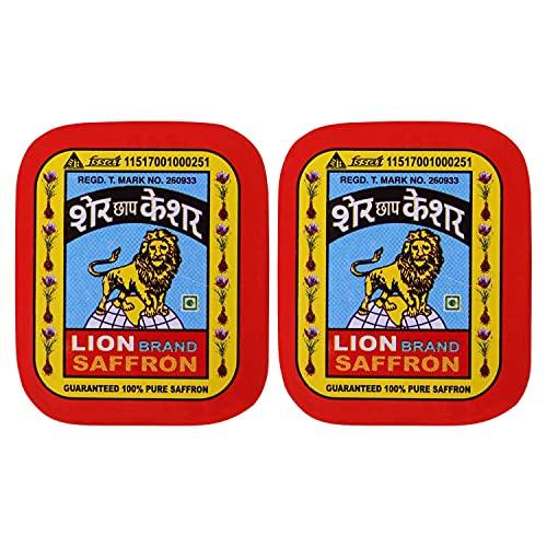 LION BRAND SAFFRON Lion Brand Saffron,2g, Original Kashmir Lacha Saffron/Kesar/Keshar (Certified Grade A) for Biryani, Beauty, Improved Health and Tilak (VALUE PACK OF 2gm (2X1gram = 2grams))