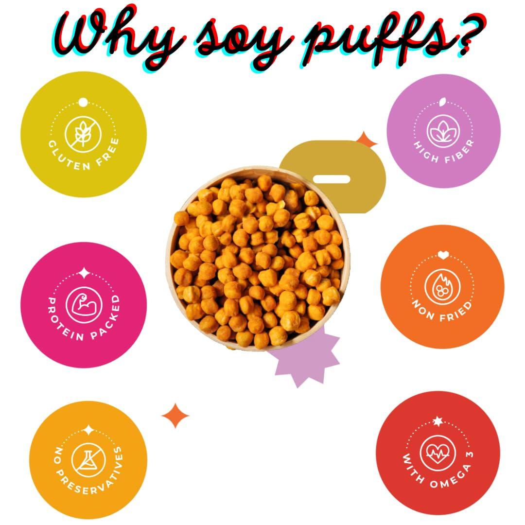 Yummchies Yummchies Protein-Packed Soy Puffs - Gluten-Free, Non-Fried, High in Fiber, and 100% Vegan. (Pack of 2) (Peri - Peri Cheese Soy Puffs)