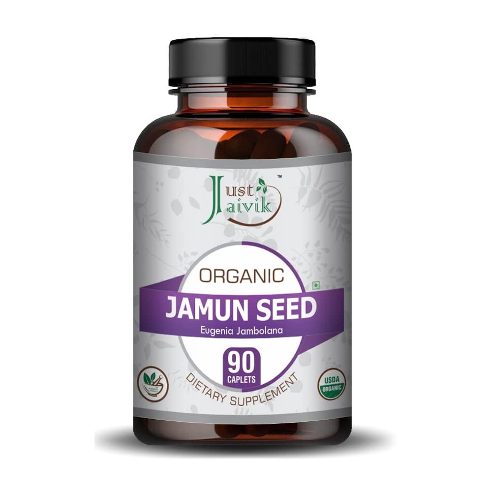Just Jaivik Just Jaivik Organic Jamun Seed/Eugenia Jambolana Tablets As Dietary Supplements - 750mg -90 Tablets - Support Sugar Control
