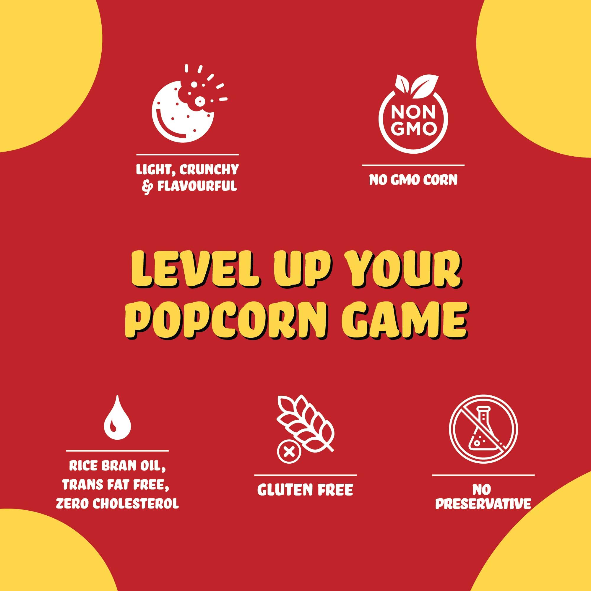 BRB BRB Corn Popped Chips | Popcorn & Nachos Upgraded | 4 Tubs X 85 Grams | 4 Flavours - Salsa, and Cheese & Olive, Red Chili Chataka & Garlic Bread